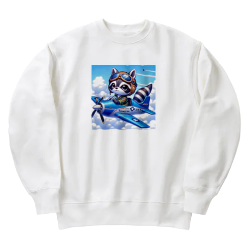 でふぉるめタッチな狸が操縦するレシプロ戦闘機 Heavyweight Crew Neck Sweatshirt