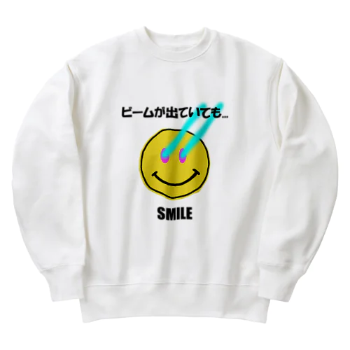 目からビームが出ても...ＳＭＩＬＥ（そんな事ある！？） Heavyweight Crew Neck Sweatshirt