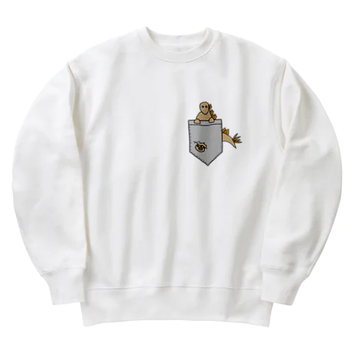 ポケットから飛び出る！ステゴサウルス！ Heavyweight Crew Neck Sweatshirt