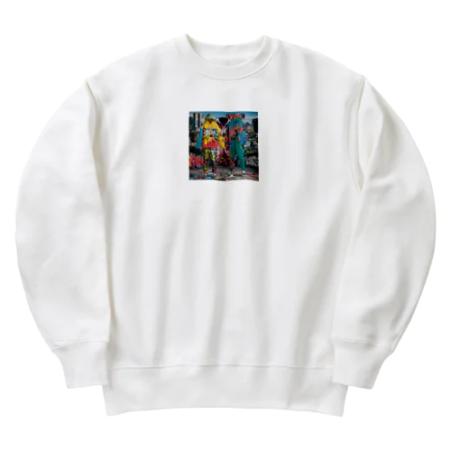 Urban Rainbow: Bold Hip-Hop Fashion Heavyweight Crew Neck Sweatshirt