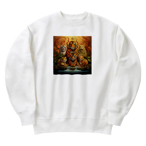 虎の集合写真　なでしこ1478 Heavyweight Crew Neck Sweatshirt