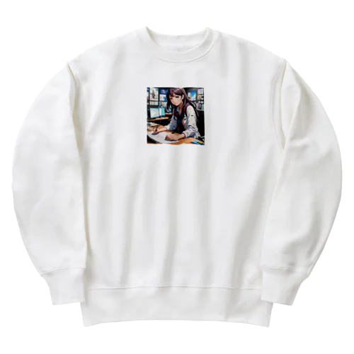 学者風の女性が研究しているシーン Heavyweight Crew Neck Sweatshirt