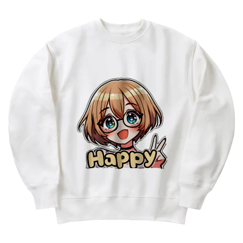 金髪ショートカット眼鏡美少女ちゃん Heavyweight Crew Neck Sweatshirt