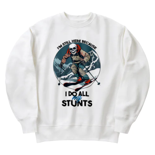 スキーが好き過ぎる骸骨が死後の後でも続ける Heavyweight Crew Neck Sweatshirt