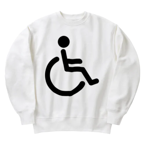 車椅子マーク（黒） Heavyweight Crew Neck Sweatshirt