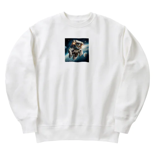 宇宙飛行士を楽しむ猫 Heavyweight Crew Neck Sweatshirt