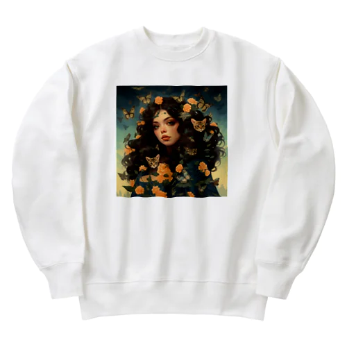 花と女と猫　なでしこ1478 Heavyweight Crew Neck Sweatshirt