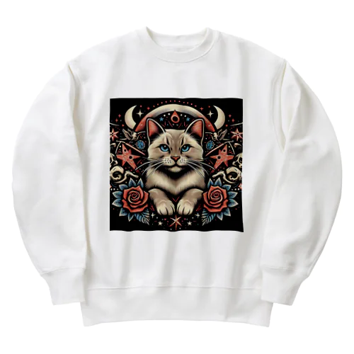 AIイラスト ねこちゃんくん Heavyweight Crew Neck Sweatshirt