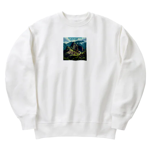 マチュピチュ遺跡（pixel art） Heavyweight Crew Neck Sweatshirt