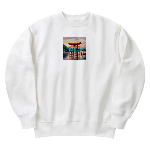 厳島神社（pixel art） Heavyweight Crew Neck Sweatshirt