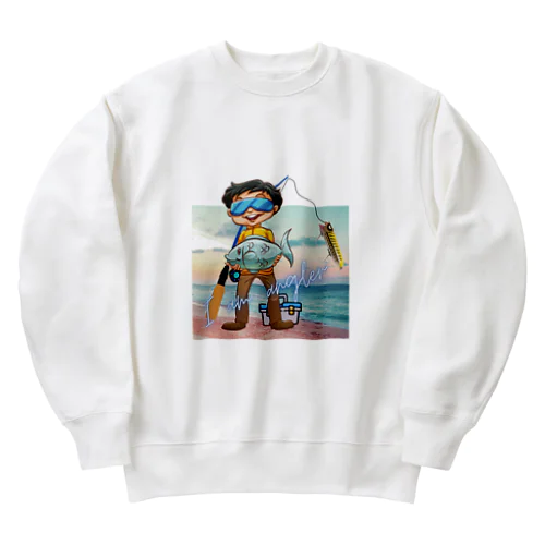 釣りボーイ：いや～疲れた Heavyweight Crew Neck Sweatshirt