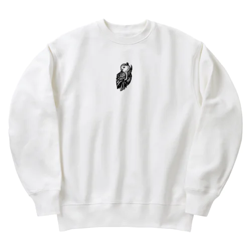 振り向きフクロウ Heavyweight Crew Neck Sweatshirt