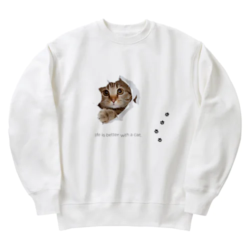 ふんわりネコ Heavyweight Crew Neck Sweatshirt