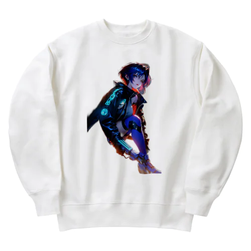 AI美少女サイバーパンク Heavyweight Crew Neck Sweatshirt