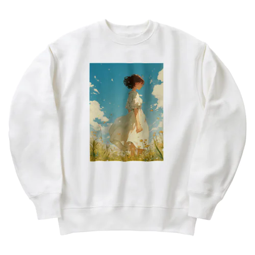 そよ風の中にいる女性　なでしこ1478 Heavyweight Crew Neck Sweatshirt