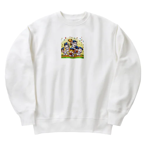 ニャンコチームの勝利 Heavyweight Crew Neck Sweatshirt