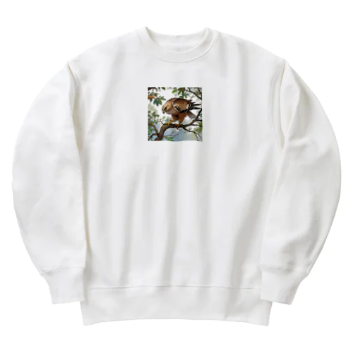 食べ物を探すタカ Heavyweight Crew Neck Sweatshirt