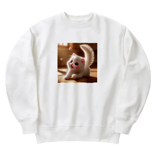 頬紅をしたような可愛い子猫SAKUCAT Heavyweight Crew Neck Sweatshirt