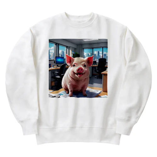 社内のをさせるみにぶた向上組織文化 Heavyweight Crew Neck Sweatshirt