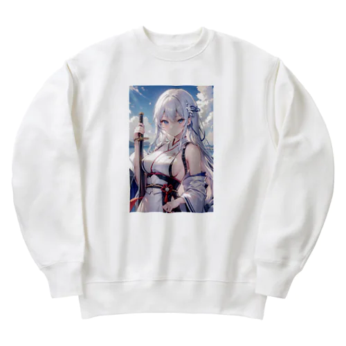 日本刀をもった美少女 Heavyweight Crew Neck Sweatshirt