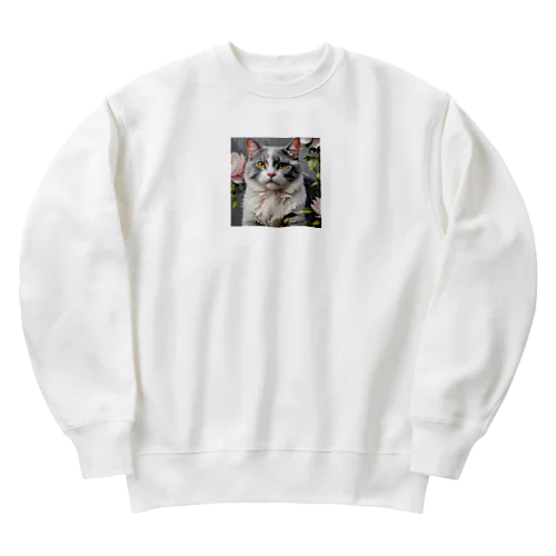 ピオニーと猫 Heavyweight Crew Neck Sweatshirt