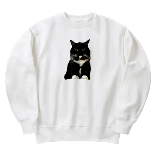 真面目ねこスイ〜証明写真風〜 Heavyweight Crew Neck Sweatshirt