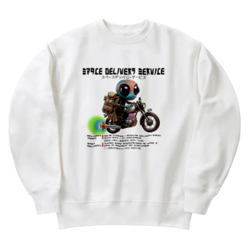 プレミアムワープ配達がめちゃ速っ!スペース・デリバリー・サービス!(淡色用) Heavyweight Crew Neck Sweatshirt