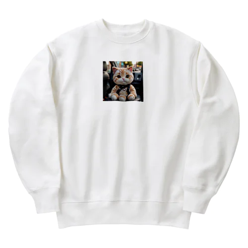 車でお出かけネコちゃん Heavyweight Crew Neck Sweatshirt