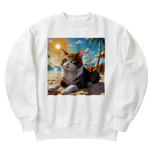 砂浜の猫 Heavyweight Crew Neck Sweatshirt