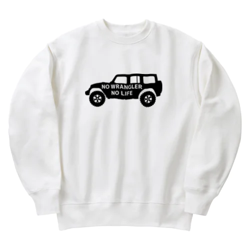 ノーラングラーノーライフ ジープ ブラック Heavyweight Crew Neck Sweatshirt