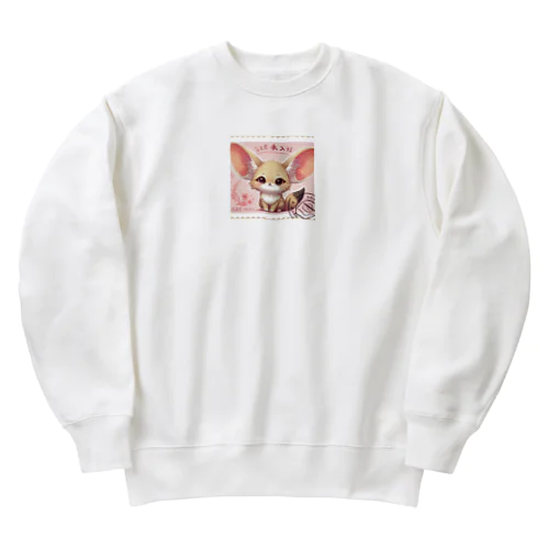 耳長が可愛いフェネックちゃん13 Heavyweight Crew Neck Sweatshirt