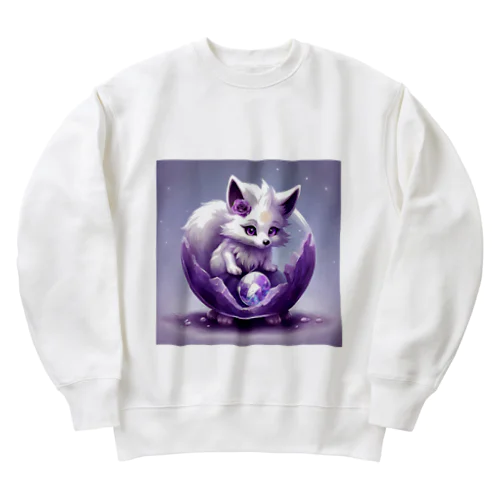 ノルンの可愛い白狐九尾の双子プラムくん Heavyweight Crew Neck Sweatshirt