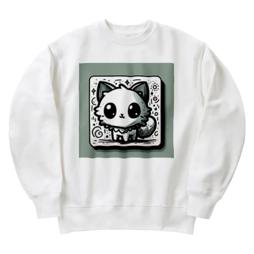 落書きにゃんこシリーズ　コースターっぽい猫 Heavyweight Crew Neck Sweatshirt