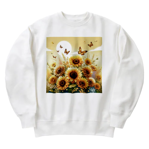 向日葵と蝶 Heavyweight Crew Neck Sweatshirt