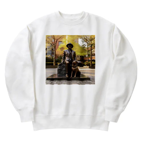 人と犬の銅像　なでしこ1478 Heavyweight Crew Neck Sweatshirt