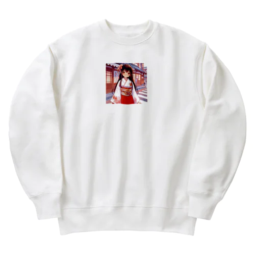 かわいい巫女さん Heavyweight Crew Neck Sweatshirt