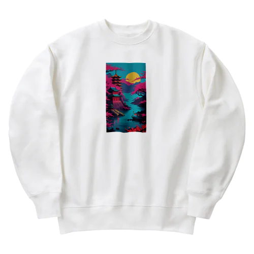 アジア　中国　日本　寺院　月夜　プレゼント Heavyweight Crew Neck Sweatshirt