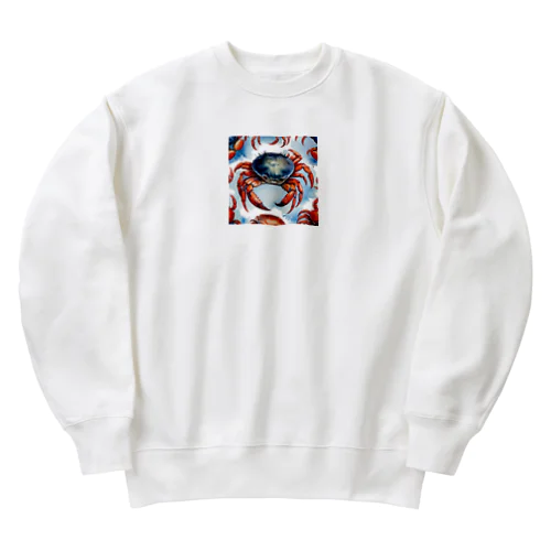 水墨画カニ Heavyweight Crew Neck Sweatshirt