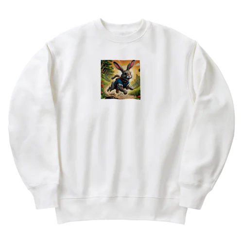 走り回るウサギ Heavyweight Crew Neck Sweatshirt