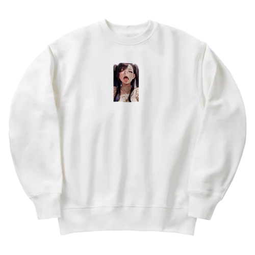 黒髪美少女　美鈴ちゃんメガネ Heavyweight Crew Neck Sweatshirt