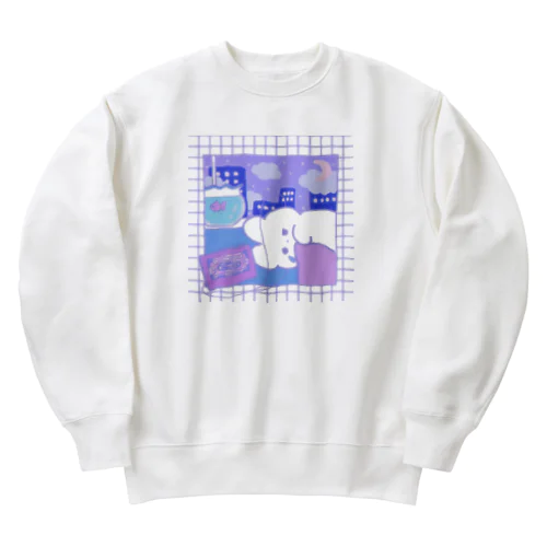 えもい時間を過ごすむにちゃん。 Heavyweight Crew Neck Sweatshirt