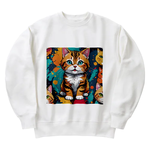 見つめるトラ猫 Heavyweight Crew Neck Sweatshirt