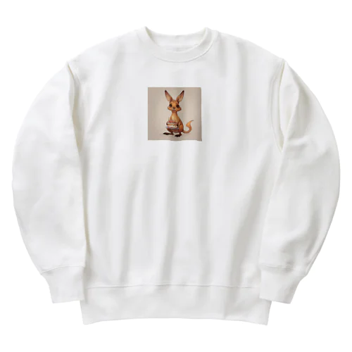 かわいいカンガルーとバースデーケーキ Heavyweight Crew Neck Sweatshirt