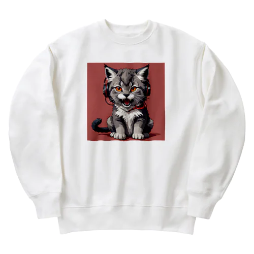 子猫の雄叫び Heavyweight Crew Neck Sweatshirt