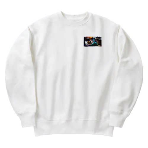 Typing Girl Heavyweight Crew Neck Sweatshirt