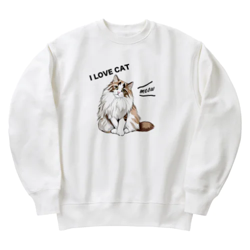 もふもふネコ Heavyweight Crew Neck Sweatshirt