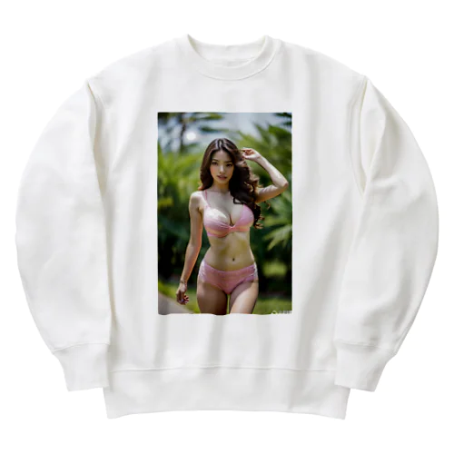 「海辺の恋模様: AI美女のビーチウェア・ファンタジー」vol248 Heavyweight Crew Neck Sweatshirt