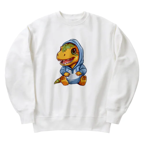 青パーカーを着たティラノサウルス Heavyweight Crew Neck Sweatshirt