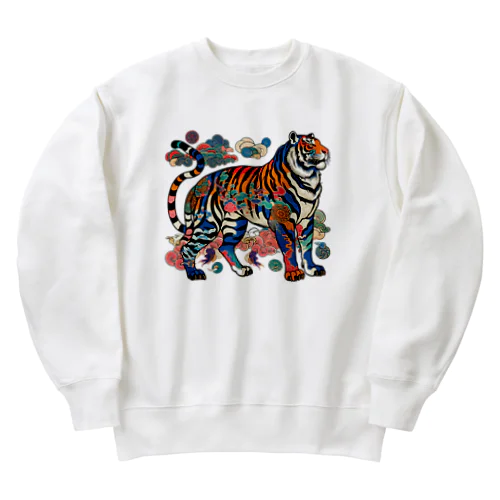 浮世絵風　虎（威風堂々）"Ukiyo-e Style: Majestic Tiger" "浮世绘风格：威风凛凛的虎" Heavyweight Crew Neck Sweatshirt