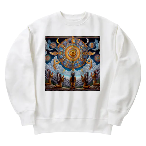 月　太陽　大地への祈り3 Heavyweight Crew Neck Sweatshirt